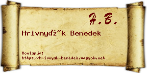 Hrivnyák Benedek névjegykártya