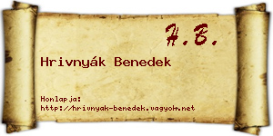 Hrivnyák Benedek névjegykártya